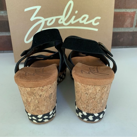 Zodiac Women’s Paola Black Leather Wedge Espadrilles Sandals US 7.5 M - Picture 5 of 8